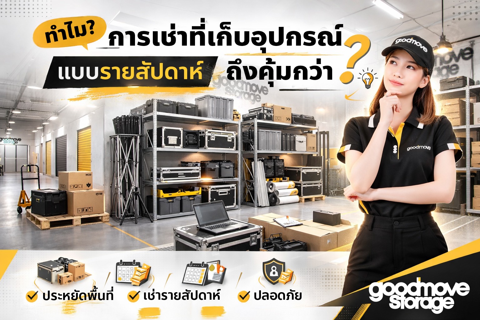 เช่าที่เก็บอุปกรณ์ออกบูธ รายสัปดาห์ Solution ทางเลือกเพื่อออแกไนเซอร์จาก Good Move Storage
